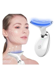 جهاز تدليك الوجه المضاد للتجاعيد 3 في 1، جهاز تجميل لتجديد شباب البشرة لمكافحة الشيخوخة، وشد الوجه والرقبة، وإزالة التجاعيد، وتدليك الوجه لشد الجلد للعناية بالبشرة ورفعها