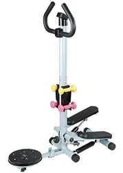 Marshal Fitness 3 in1 Multi Function Stepper with Twister, Handle and Dumbbell Stepper for Exercise, Adjustable Folding Workout Machine for Home or Gym with Waist Twister Digital Monitor Handle-1806D
