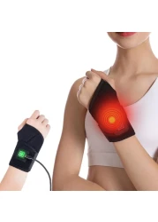 USB Wrist Brace Heating Pad Adjustable Heated Wrist Brace Wrap 3 Heating Levels Wrist Warmer Electric Heating Pad for Wrist and Hand Wrist Support to Relieve Pain