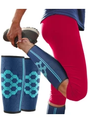 Sparthos Calf Compression Sleeves (Pair) &ndash; Leg Compression Socks for Men and Women &ndash; Shin Splint Calf Pain Relief Medical Leg Pain and Cramps Recovery Varicose Veins (Blue-M)