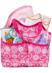 Xadp 8 Pcs Complete Doll Accessories Baby Diaper Bag Bottle With Changing Set For Dolls, Including Bottles, Diapers, Pad, Bib And Pacifier., Da025