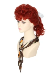 LeMarnia Women's Red Bun Wig 50's Housewife Wig for Cosplay Lucy Wig Halloween Costume Accessory Wig