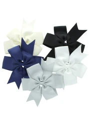 My Lello Large 5 Girls Pinwheel Boutique Grosgrain HairBow Mixed Variety 5 Pack Neutral Colors