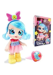 Fitto pretty stylish modern American girl doll with yellow boots, large blue eyes, blue hair with a battery, a singing doll toy with ice cream blind box surprise 12-inch toy for girls