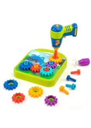 Educational Insights Design &amp; Drill Gears Workshop, 55 Pieces with Electric Toy Drill, STEM Toy, Gift for Kids Ages 3+