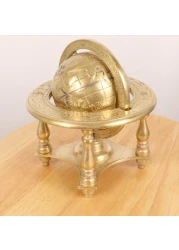 Vintage Metallic World Globe, Black Gold with Gold Polished Brass Base World Globe, Vintage-Style for School, Home and Office