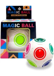 Party Time Magic Rainbow Puzzle Ball, Speed Cube Ball Puzzle Game Fun Stress Reliever Magic Ball Brain Teaser Fidget Toys for Children Teens &amp; Adults