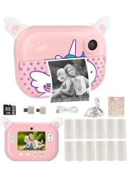 Instant Print Camera for Kids, Digital Camera for Girls with 12 Rolls Refill Paper, Perfect Christmas &amp; Birthday Gift for Kids, Easy-to-Use Instant Photo Printer
