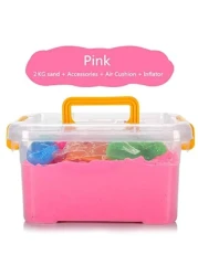 J%J 2000 Grams Magical Play Sand Toy Set With Accessories, Modeling Clay, Never Dries, Build Sandcastles (Pink)