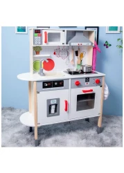 Multifunctional Wooden Kitchen Toy for Children Modern Kindergarten Playset with Cooking Accessories, Educational Pretend Play Toy, Safe and Durable Kitchen Set