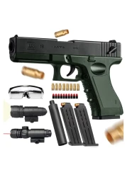 مسدس لعبة Glock Soft Bullet للأطفال مع مخزن وكاتم صوت - لعبة تلبيس لعب الأدوار مع رصاصات رغوية آمنة - إكسسوارات لعب تظاهري وهدية مثالية