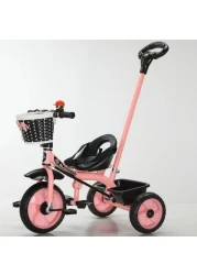 3-in-1 Toddler Tricycle with Push Handle, Safety Bar, and Storage &ndash; Lightweight, Convertible, Pink