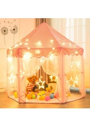 Mumoo Bear Princess Castle Tent For Girls Fairy Play Tents For Kids Hexagon Playhouse For Children Or Toddlers Indoor Or Outdoor Games (Pink)