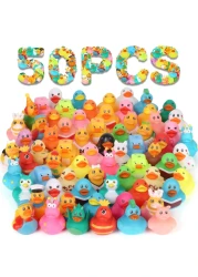 Dmsky 50 Pack Rubber Ducks in Bulk Jeep Ducks for Ducking Assorted Rubber Ducks Jeep Ducking Baby Showers Accessories Birthday Gifts Floater Duck Bath Toys for Kids