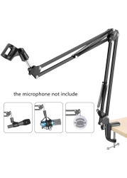 Mike Music Adjustable Microphone Suspension Boom Scissor Arm Stand, Mic Stand Made Of Durable Steel For Radio Broadcasting Studio, Voice, Over Sound Studio, Stages, And Tv Stations (Nb 39, Black)