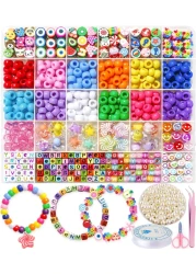 MontoSun Bead Bracelet Making Kit Friendship Bracelets Making Beads Kit Pony Beads Charms Beads Clay Flower Letter Beads for Jewelry Making Kit DIY Arts and Crafts Gifts for Girls Age 6 7 8 9 1012