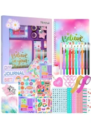 Nsrzua Gifts for 8 9 10 11 12 13 14 Year Old Girl - DIY Journal Kit for Girls,Toys for Ages 8-14 Girls and Birthday Gifts for Girls,Fun, Cute Art &amp; Crafts Kits,Scrapbook &amp; Diary Supplies Toy Set