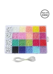 3300-Piece Small Colourful Bracelet Beads, A-Z Alphabet Letter DIY Bead Making Kit With Rope String Roll