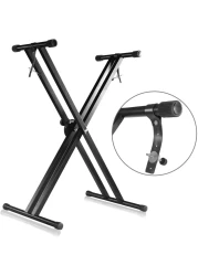 Mike Music Adjustable Double X Style Piano Keyboard Stand - Black (Double X Keyboard stand, black)