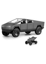 BiKiBao Toy Trucks with Motorcycle for Boys Girl Women Adult Diecast Metal Cybertruck Model Pickup Truck 124 Toy Race Cars with Sound and Light Gift Age for 6 Year Up Black