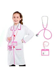 ANPHILE Doctor Costume for Kids, Pink Doctor Lab Coat with Working Stethoscope - Dress Up Costume for Toddler Girls