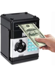 Setibre Piggy Bank, Electronic Atm Password Cash Coin Can Auto Scroll Paper Money Saving Box Toy Gift For Kids (Black)