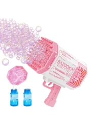 Bubble Gun, Bazooka Bubble Machine Gun, Bubble Blaster Gun with Bubble Solution, 69 Holes Bubble Bazooka Gun Outdoor Summer Toy Gifts Party Favors for Kids Pink Bubble Maker Blowers