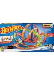 Hot Wheels Track Set with 5 Crash Zones, Motorized Booster and 1 Hot Wheels Car
