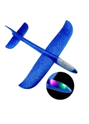 Generic-Flying Glider Planes With Flash LED Light 18.9" Foam Flight Mode Throwing Air Plane Aerobatic Airplane Outdoor Sport Game Toys Gift for Kids 3 4 5 6 7 Year Old Boy Blue