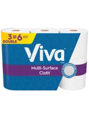 Viva Multi-Surface Cloth Paper Towels, 3 Double Rolls, 110 Sheets Per Roll