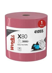 WypAll X80 Reusable Wipes 41055 Extended Use Cloths Jumbo Roll Red 475 SheetsRoll 1 RollCase