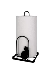 Megier Paper Towel Holder, Kitchen Countertop Paper Tower Stand, Fits Standard Jumbo Roll in Dining Table or Bathroom, Metal Paper Towel Toilet Paper Dispenser with Heavy Duty Base (Black)