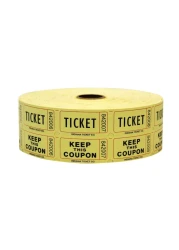 INDIANA TICKET CO 2000 Yellow Double Roll Raffle Tickets 2000 Count 2x2 Tickets Raffles 5050 Drawings Door Prizes Giveaways Drinks More Tickets More Fun Premium Quality