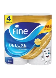 Fine Deluxe Toilet Tissue Roll 140 Sheets X 3 Ply 4 Rolls