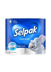 Selpak 3 Ply Super Soft Toilet Paper Rolls White 4 Rolls