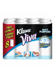 Kleenex Viva Multi-Purpose Ultra Absorbent Towels White 8 Rolls