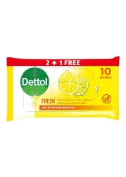 Dettol Anti Bacterial Skin Fresh Wipes White 10 Wipes Pack of 3