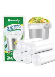 Hommaly 2.6 Gallon 200 pcs Small Clear Trash Bags, Strong 2.5 Gallon Garbage Bags, Bathroom Trash Can Bin Liners Unscented, Mini Plastic Bags for Office, Waste Basket Liner, Fit 6-10 Liters, 2-2.6 Gal