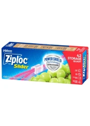 Ziploc Quart Food Storage Slider Bags, Power Shield Technology for More Durability, 42 Count