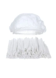 Marrkhor Disposable Bouffant Hair Net Kitchen Bathroom Cafeteria Restaurant Elastic Shower Cap White 100Pc