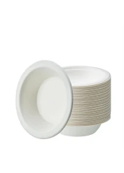 LAVISH Heavy-Duty Bagasse Biodegradable Paper Bowls, [ 10-Pack 8oz/240ml ] Compostable Bowls for Hot &amp; Cold Foods, Ideal for Soup, Ice Cream, Salad, Snacks, and Desserts (White)