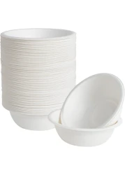 LAVISH Heavy-Duty Bagasse Biodegradable Paper Bowls, [ 10-Pack 16Oz/475ml ] Compostable Bowls for Hot &amp; Cold Foods, Ideal for Soup, Ice Cream, Salad, Snacks, and Desserts (White)