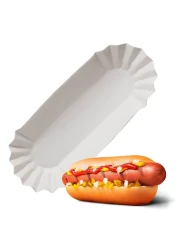 Hotdog Serving Tray for Food Serving 50Pcs White Hot Dog Trays Disposable Trays for Serving Food Trays for Party Serving Supplies Hotdog Tray Small White Paper Trays for Food Disposable Plates