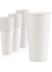 Yesocea 20 Oz. White Paper Cups Serve Your Drinks With Convenience And Style Disposable Hot Chocolate, Cocoa, Water, Coffee Cup [50 Cups]