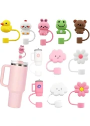 LDKEDKF 11Pcs Straw Cover for Stanley, Silicone Straw Topper, Straw Covers Cap for Stanley Cup 30&amp;40oz with Tumblers, 10mm 0.4in Lid Accessories for Stanley, Simple Straw Topper (Reusable)