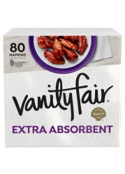 Vanity Fair Extra Absorbent Premium Paper Napkins, 80 Count, Disposable Napkins Made Soft And Strong For Messy Meals And Everyday Use