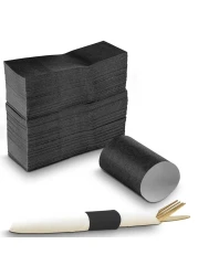MT Products Black Self-Adhering Bond Paper Napkin Band - 1.5" x 4.25 (Pack of 750 Pieces)