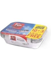 Fun Promopack Aluminium Container with Lids 1850cc - Lunch Box- Food Storage Container - Take Away (10pcs + 3pcs FREE)