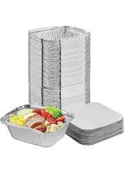 Vsell24 250Cc 100Pc Disposable Aluminium Containers Foil Pans With Lids For Food Storage