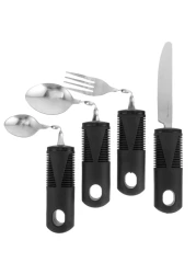 iplusmile 4Pcs Adaptive Utensils for Elderly, Easy Grip Built Up Bendable Fork Spoon Tableware, Eating Feeding Cutlery Handicap Accessories for Disabled Hand Tremors People